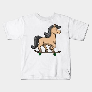 Horse as Skater with Skateboard Kids T-Shirt